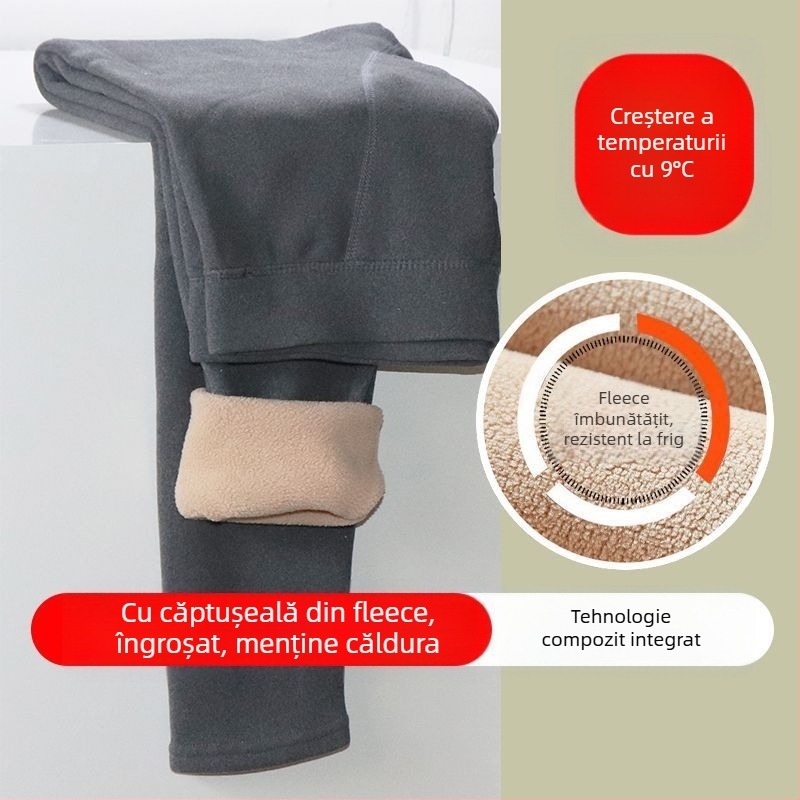 Pantaloni termici pentru bărbați cu fleece - dublu strat, extra groși 501–600 g/m2, rezistenți la vânt, respirabili, din acril