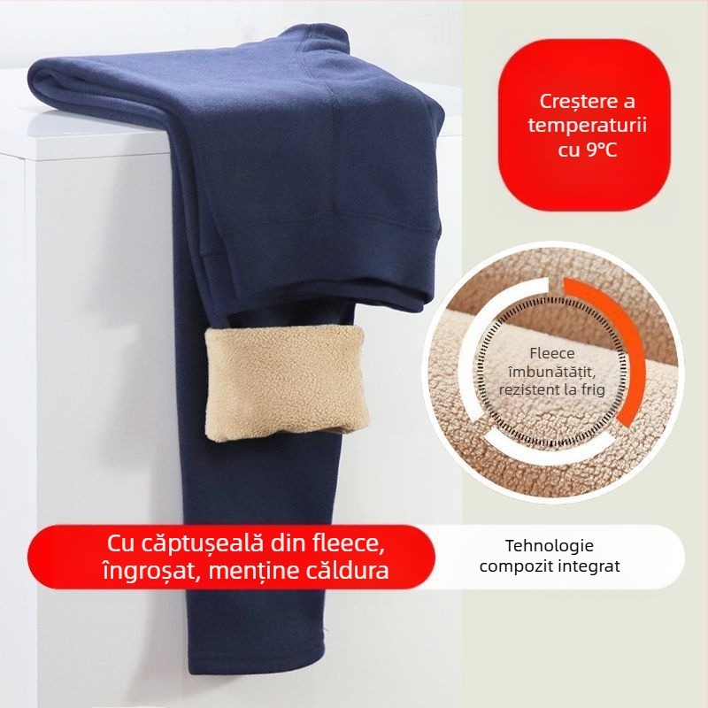 Pantaloni termici pentru bărbați cu fleece - dublu strat, extra groși 501–600 g/m2, rezistenți la vânt, respirabili, din acril