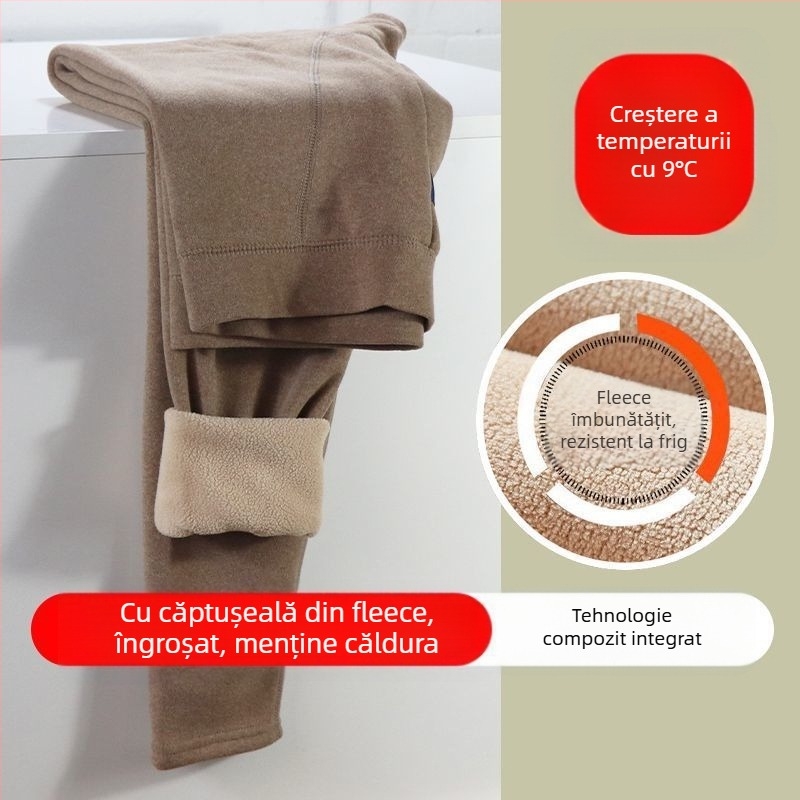 Pantaloni termici pentru bărbați cu fleece - dublu strat, extra groși 501–600 g/m2, rezistenți la vânt, respirabili, din acril