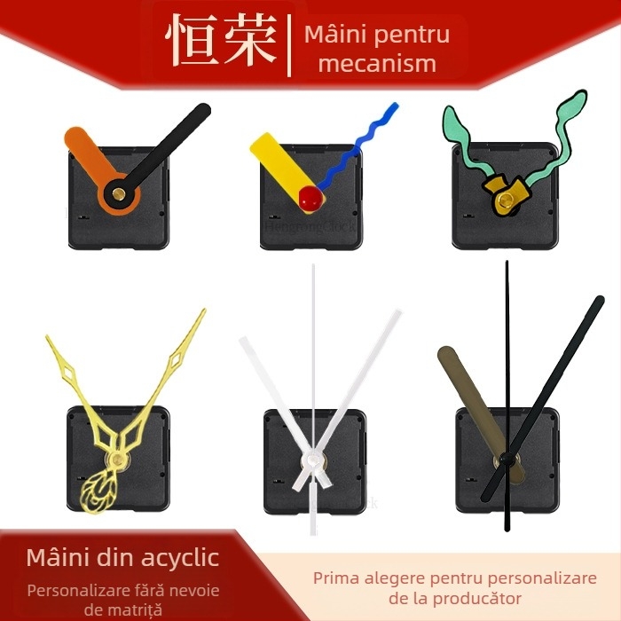 Mecanism de ceas cu cuarț silențios, ace acrilice, accesoriu DIY pentru ceas de perete, carcasă din plastic, lungimi ax 13–31 mm, stil modern minimalist