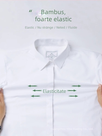 Cămașă pentru bărbați din fibră de bambus, respirabilă, anti-pliere, mâneci lungi, guler pătrat, uni (66% poliester, țesătură cu 80 fire)