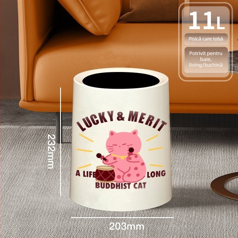 Coș de gunoi cu capac basculant și roți, din plastic, 10 L, pentru uz casnic