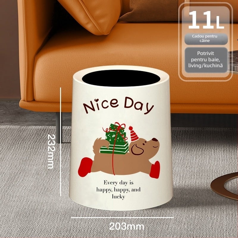 Coș de gunoi cu capac basculant și roți, din plastic, 10 L, pentru uz casnic