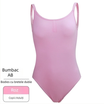 Rochie de practică pentru balet pentru femei adulte — fără spate, bretele duble, țesătură din bumbac, căptușeală din bumbac 80%