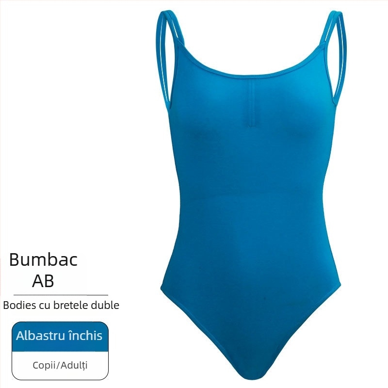 Rochie de practică pentru balet pentru femei adulte — fără spate, bretele duble, țesătură din bumbac, căptușeală din bumbac 80%