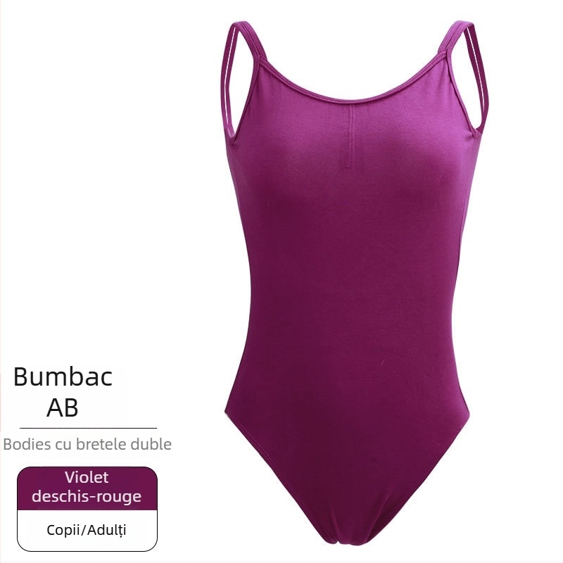 Rochie de practică pentru balet pentru femei adulte — fără spate, bretele duble, țesătură din bumbac, căptușeală din bumbac 80%