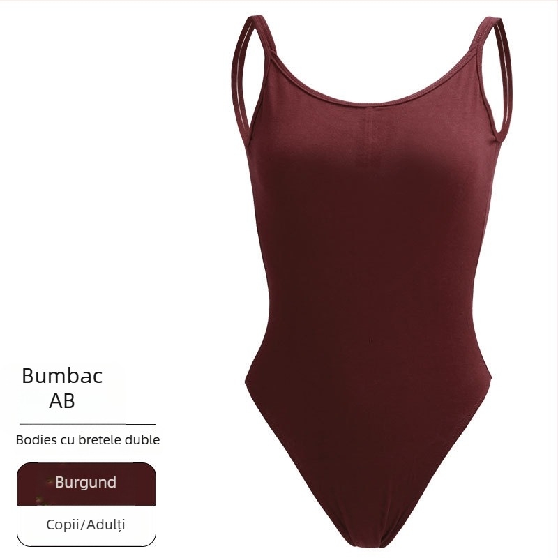 Rochie de practică pentru balet pentru femei adulte — fără spate, bretele duble, țesătură din bumbac, căptușeală din bumbac 80%