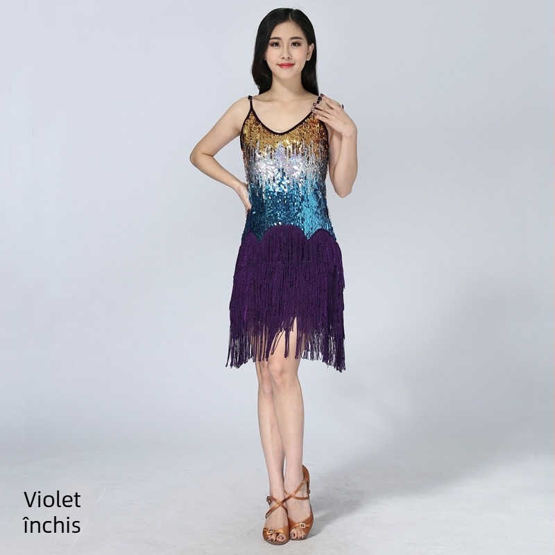 Rochie de dans latine cu ciucuri pentru femei adulte – material Milk Silk, 100% poliester, căptușeală Milk Silk, Belly Dance costum