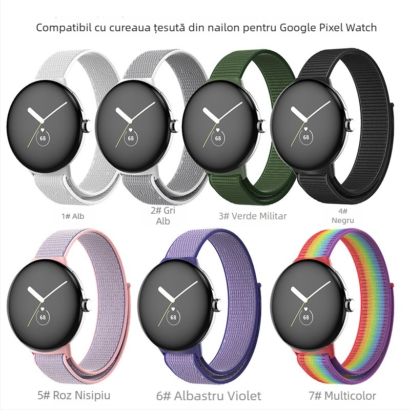 Brățară din nylon pentru Google Pixel Watch 3, 45 mm, buclă împletită, model universal