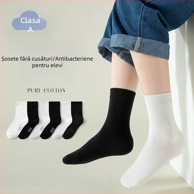 Șosete antibacteriene pentru copii, lungime medie, unisex, respirabile, 78% bumbac, pentru primăvară și toamnă