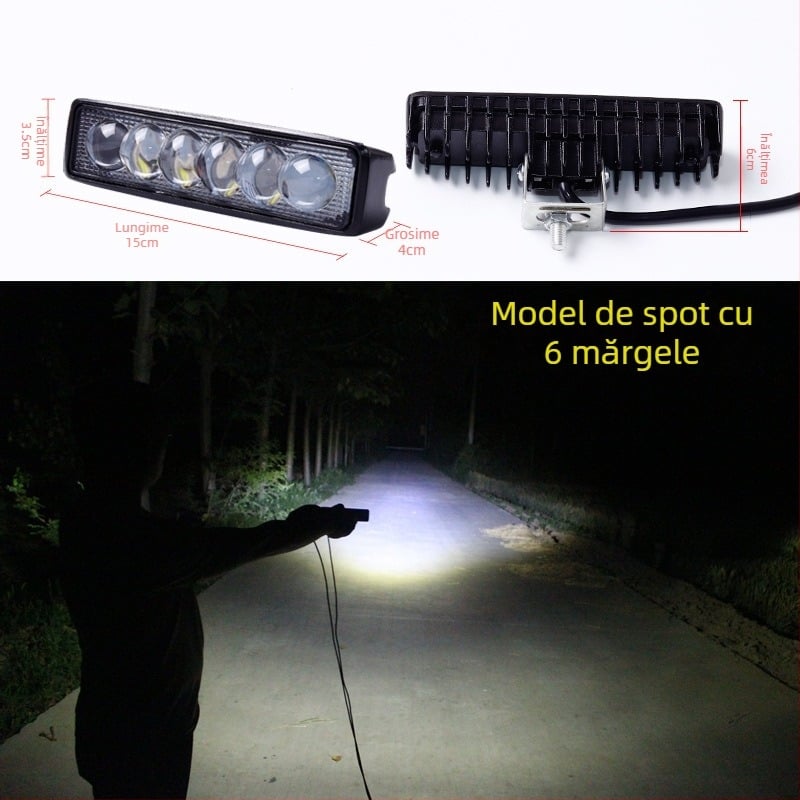 Proiector LED pentru camion, lampă cu cupă reflectorizantă lungă, 48W, compatibil cu camioane, nesmontat