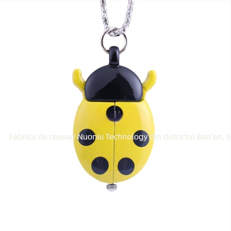 Ceas de buzunar în formă de ladybug, design cu șapte stele — mișcare cuarț; sticlă minerală securizată; carcasă din aliaj; stil antic; impermeabilitate: Nu