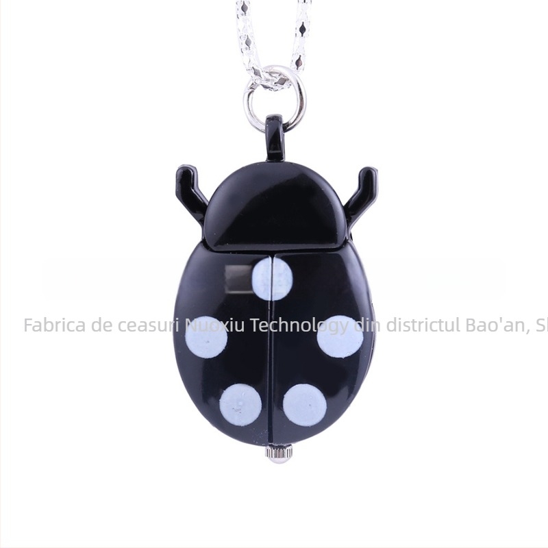 Ceas de buzunar în formă de ladybug, design cu șapte stele — mișcare cuarț; sticlă minerală securizată; carcasă din aliaj; stil antic; impermeabilitate: Nu