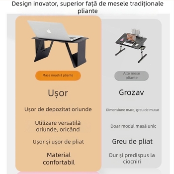 Birou auto pliabil pentru laptop/tabletă – universal, multifuncțional, placă artificială ușoară, montaj încorporat