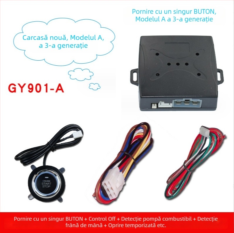 Sistem de pornire la distanță pentru mașină Yuguangda, Generația a 3-a A — pornire cu un singur buton, pornire de la distanță folosind telecomanda originală, control de întrerupere a alimentării, frână de mână (pentru toate modelele)