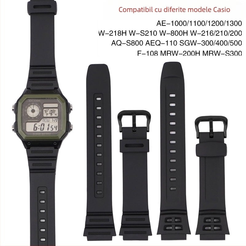 Curea de ceas Zhuo Ying, compatibilă cu Casio Aq-S810W, W-735H, SGW-300; Material TPU; Lansare primăvara 2024; Stil All-match / Fashion Commuter