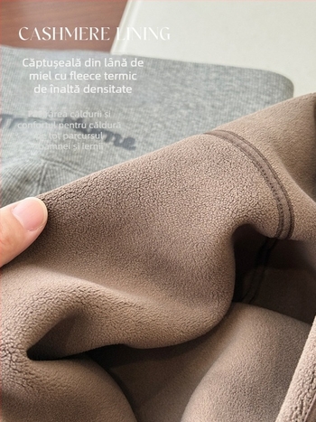 Colanți de iarnă pentru femei - bumbac-Lycra, căptușeală groasă, lungime 9/10, model text 88082, strat de bază
