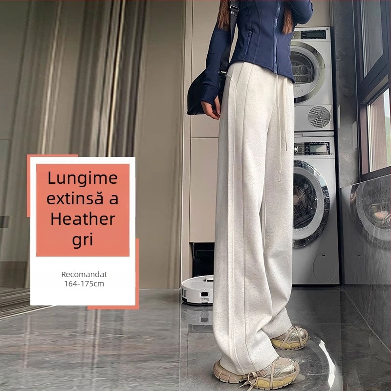 Pantaloni damă din Modal-Spandex, croială lejeră, talie înaltă, lungi, țesătură densă (Modal-Spandex; croială lejeră; talie înaltă; lungi; țesătură densă)