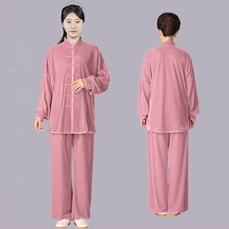 Hyosom Costum Tai Chi pentru femei din catifea Chenille, toamnă-iarnă — cald, gros, cu amestec Spandex-bumbac