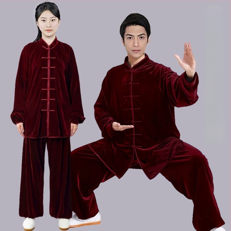 Hyosom Costum Tai Chi pentru femei din catifea Chenille, toamnă-iarnă — cald, gros, cu amestec Spandex-bumbac