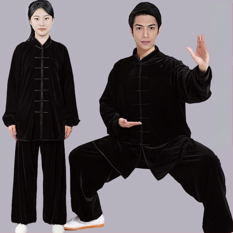 Hyosom Costum Tai Chi pentru femei din catifea Chenille, toamnă-iarnă — cald, gros, cu amestec Spandex-bumbac