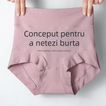 Chiloți femei talie înaltă din bumbac, antibacteriale, cu strângere a abdomenului și ridicare a feselor, căptușeală din bumbac