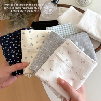 Boxeri femei din bumbac, antibacterieni, respirabili, uscare rapidă, imprimeu floral