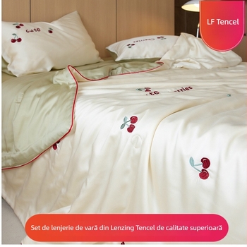 Pătură de vară Lyocell pentru mamă și copil, cu umplutură din fibre de soia, imprimare și vopsire reactive, broderie și quilting — stil lux lejer