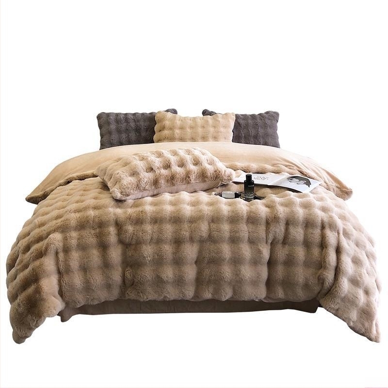 Set de pat din catifea de lapte, quiltat, 4 piese, vopsire reactiva, 500–800 g, lenjerie de pat ușoară, lux