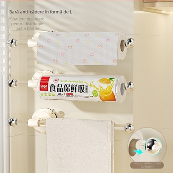 Suport din plastic pentru șervețele de bucătărie, cu ventuză, montaj pe perete, poate susține până la 3 kg, potrivit pentru baie, bucătărie și living