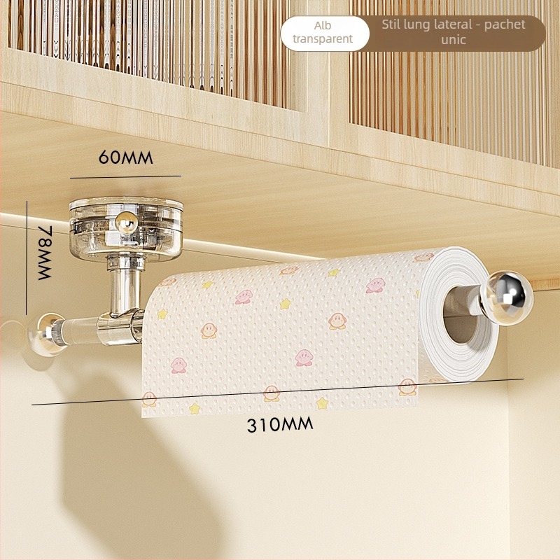 Suport din plastic pentru șervețele de bucătărie, cu ventuză, montaj pe perete, poate susține până la 3 kg, potrivit pentru baie, bucătărie și living