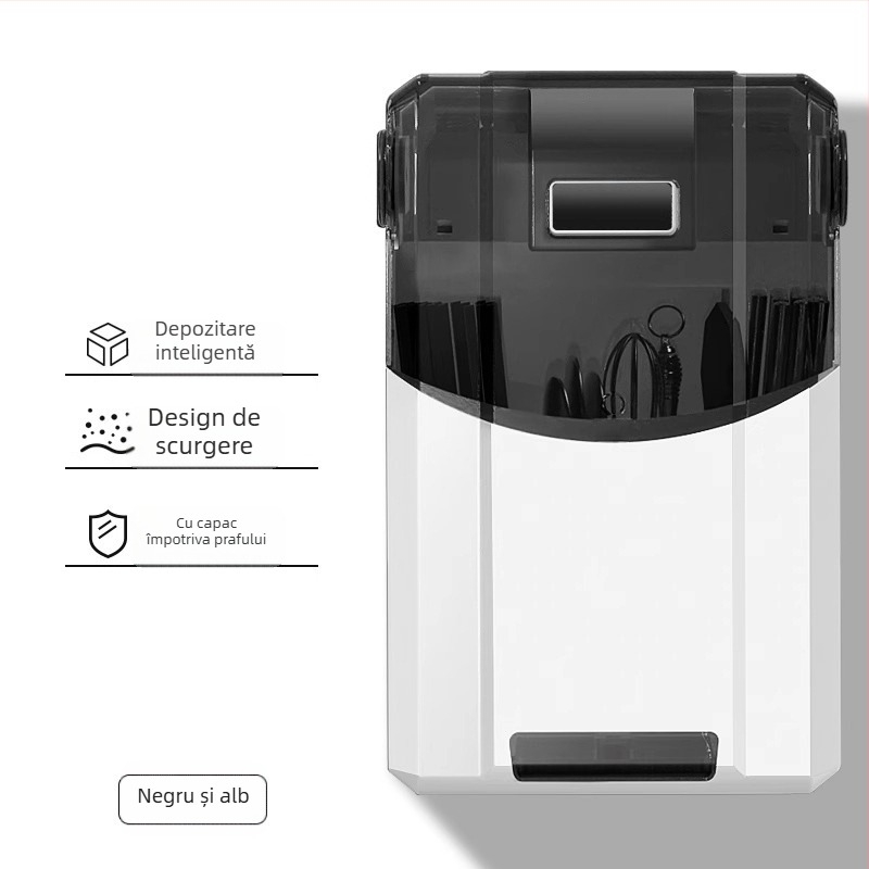 Suport pentru bețișoare cu dezinfectare și uscare, montaj pe perete, material PP (Material: PP; Montaj: pe perete; Funcții: dezinfectare și uscare; Protecție împotriva prafului)