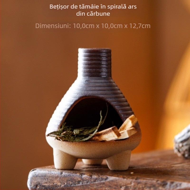 Cuptor ceramic pentru aromaterapie – realizat manual, rezistent la flacără deschisă, construcție ceramică