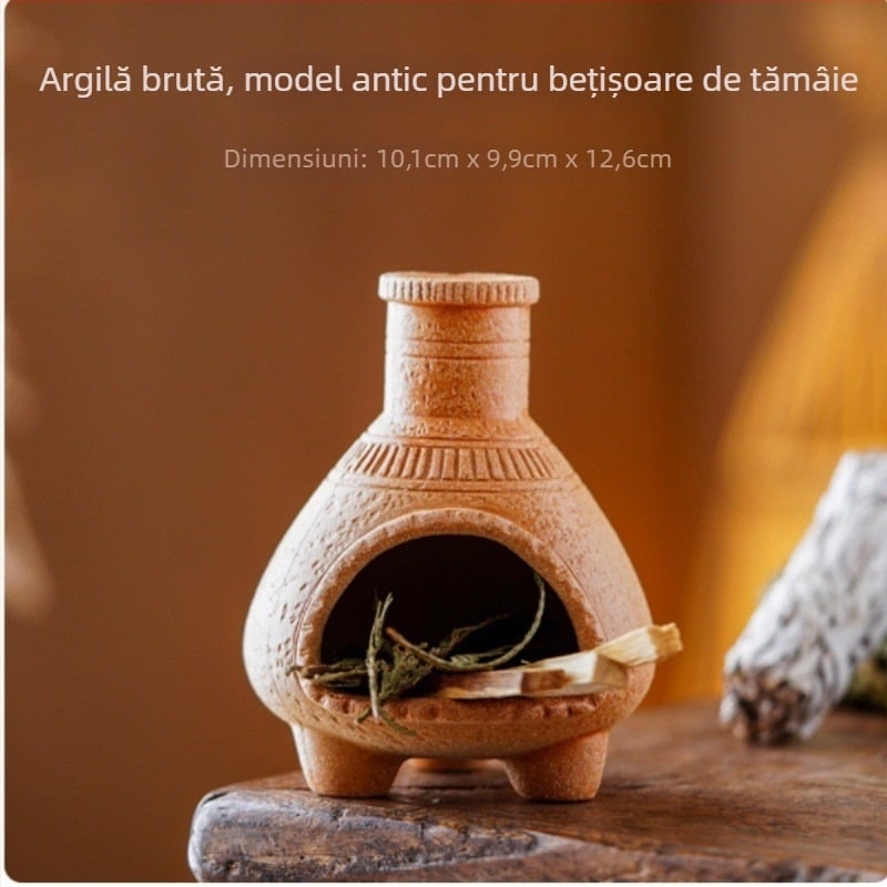 Cuptor ceramic pentru aromaterapie – realizat manual, rezistent la flacără deschisă, construcție ceramică