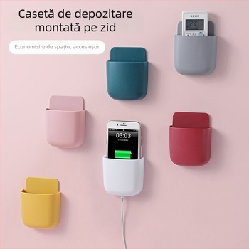 Cutie de depozitare pentru telecomandă, montaj pe perete pentru TV/AC; raft de încărcare pentru telefon; plastic PP, model Ykqsnh; funcție: depozitare; stil modern minimalist
