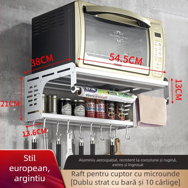 Raft de bucătărie montat pe perete - Mrs. Hope, multipurpose, din aluminiu