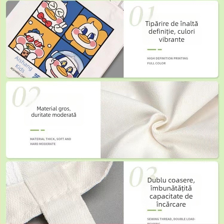 Geantă Tote din pânză cu logo personalizabil, imprimare mecanică, fund și părți, utilizare ambalare generală