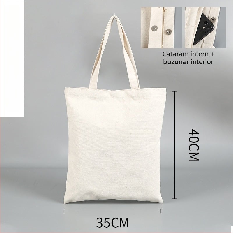 Geantă Tote din pânză cu logo personalizabil, imprimare mecanică, fund și părți, utilizare ambalare generală