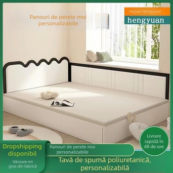 Protecție margine pat cu husă moale, design anti-coliziune, etichete autoadezive pentru peretele capului de pat; stil simplu și modern; model monocrom