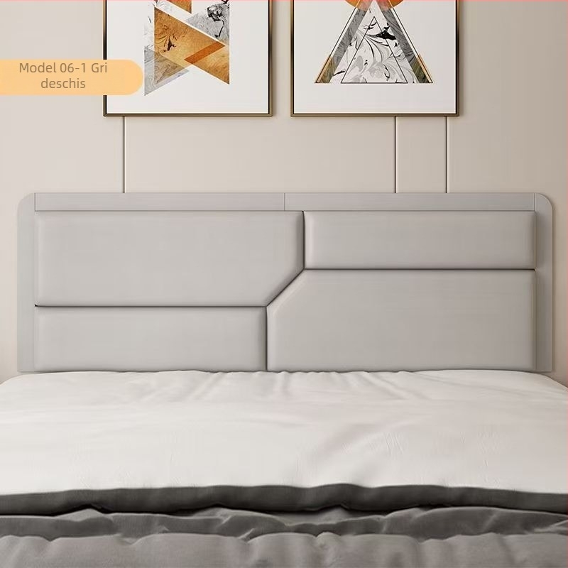 Protecție margine pat cu husă moale, design anti-coliziune, etichete autoadezive pentru peretele capului de pat; stil simplu și modern; model monocrom