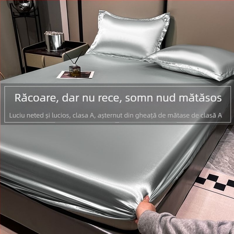 Set de așternuturi ice silk, țesătură jacquard, fibră de viscose, stil modern minimalist, lavabil la mașină