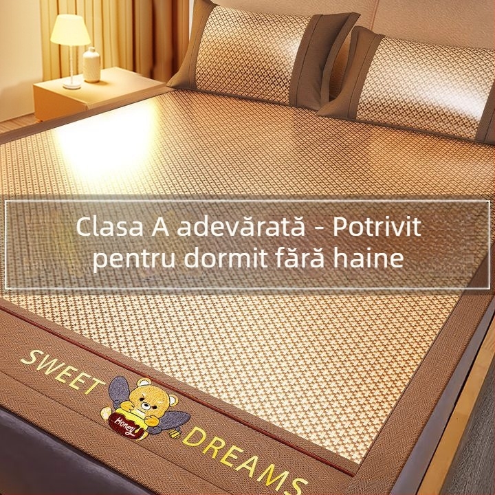 LIFE HOME Set de covorașe Ice Silk și Rattan, pliabil, stil modern, brodat