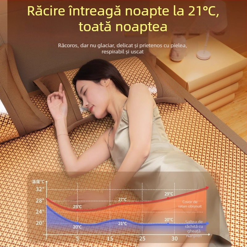 LIFE HOME Set de covorașe Ice Silk și Rattan, pliabil, stil modern, brodat