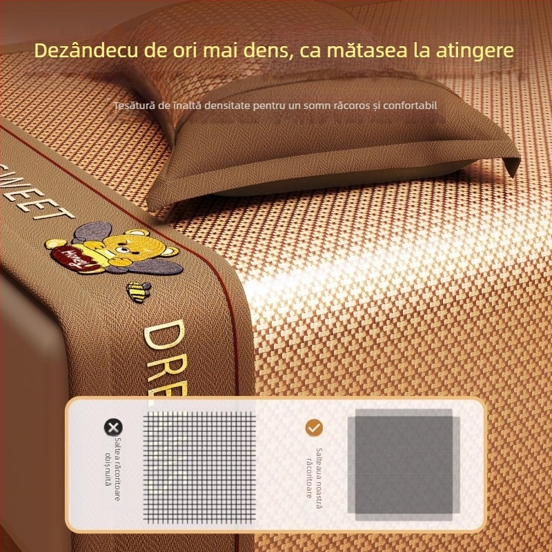 LIFE HOME Set de covorașe Ice Silk și Rattan, pliabil, stil modern, brodat