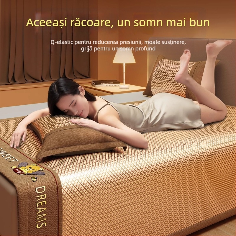 LIFE HOME Set de covorașe Ice Silk și Rattan, pliabil, stil modern, brodat