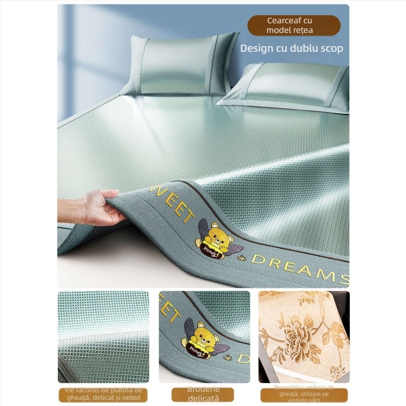 LIFE HOME Set de covorașe Ice Silk și Rattan, pliabil, stil modern, brodat