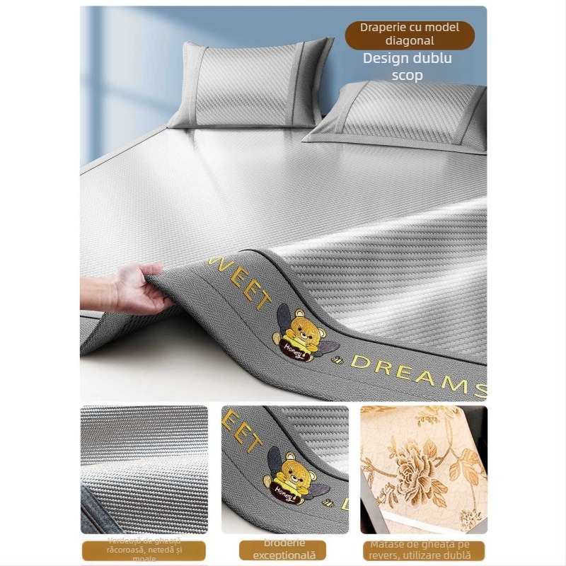 LIFE HOME Set de covorașe Ice Silk și Rattan, pliabil, stil modern, brodat