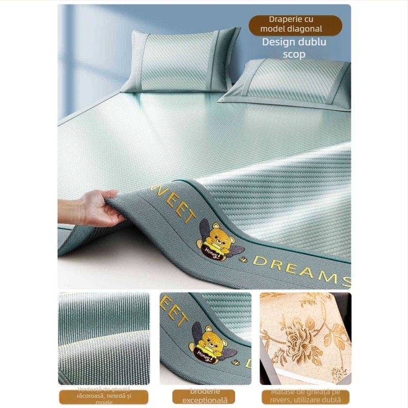 LIFE HOME Set de covorașe Ice Silk și Rattan, pliabil, stil modern, brodat