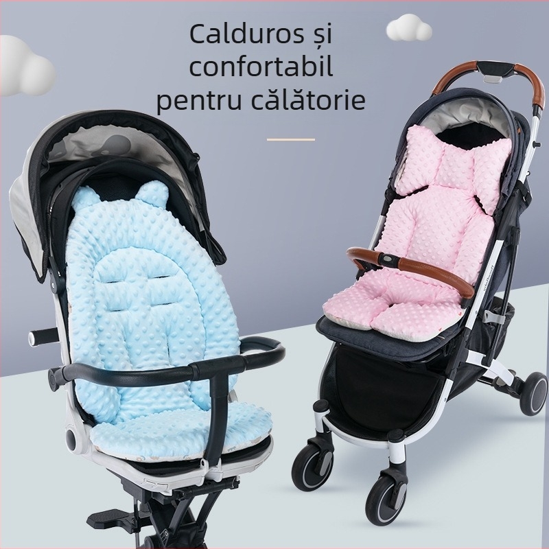 Perna de șezut pentru cărucior - Catifea dublu față, pentru toate anotimpurile, pernă groasă și caldă pentru sugari 0-1 ani, bumbac