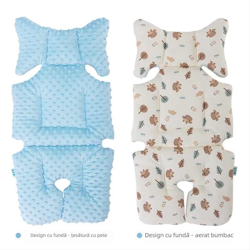 Perna de șezut pentru cărucior - Catifea dublu față, pentru toate anotimpurile, pernă groasă și caldă pentru sugari 0-1 ani, bumbac